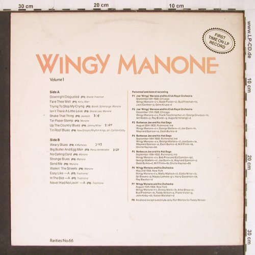 Manone,Wingy: Volume 1,(1928-34) m-/vg+, woc, Rarities(66), UK,  - LP - Y8291 - 7,50 Euro