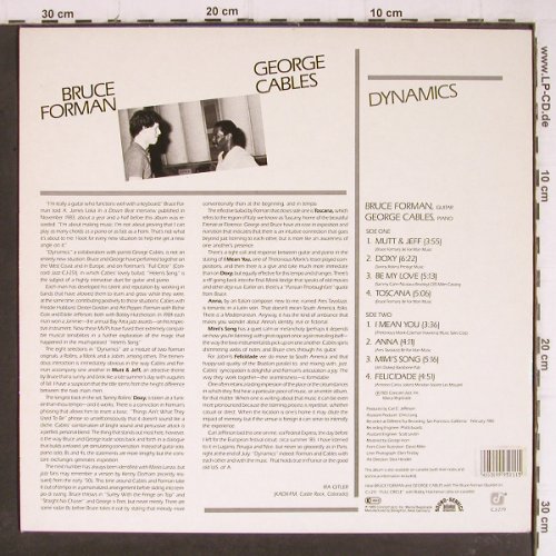 Forman,Bruce & George Cables: Dynamics (piano&guitar), Concord (CJ-279), D, 1985 Typ: LP Best.-Nr.: Y8312 Preis: 7,50 Euro