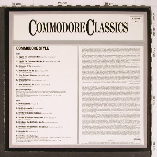 Freeman,Bud / George Wettling: Commodore Style 1938 and 1944, Commodore (6.25894 AG), D, 1984 Typ: LP Best.-Nr.: Y8313 Preis: 7,50 Euro