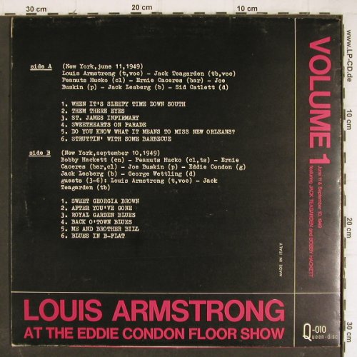 Armstrong,Louis: At The Eddie Condon Floor Show,Vol1, Queen-Disc (Q-010), I,Ri Typ: LP Best.-Nr.: Y8347 Preis: 7,50 Euro