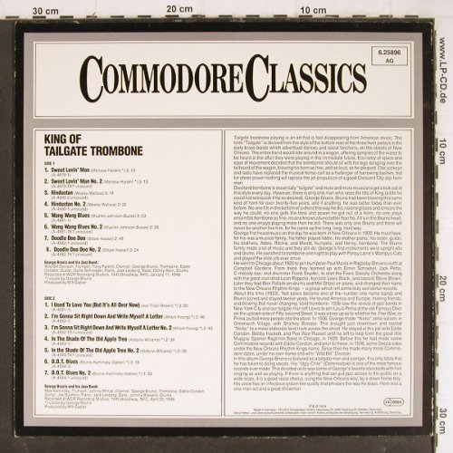 Brunis,George & his Jazz Band: King Of Tailgate Trombone 1946, Commodore (6.25896 AG), D, 1984 Typ: LP Best.-Nr.: Y8366 Preis: 7,50 Euro