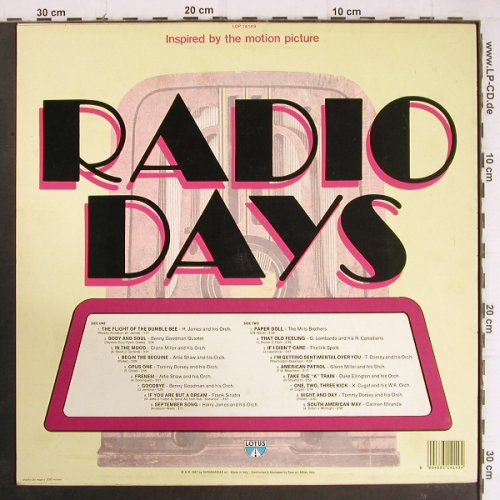 V.A.Radio Days: Harry James... Carmen Miranda, Lotus(LOP 14149), I, 18 Tr., 1987 - LP - Y8422 - 6,00 Euro