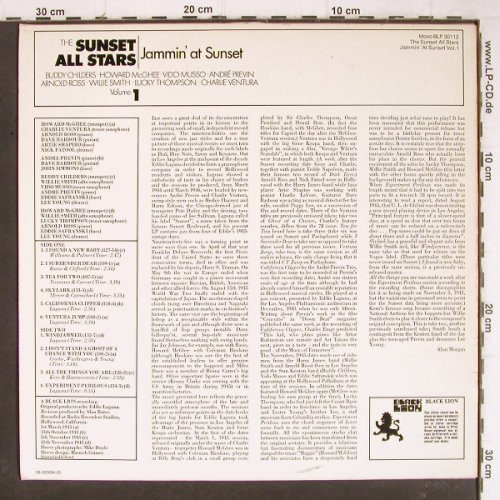 V.A.Sunset All Stars: Jammin' at Sunset,Vol.1 (1945), Black Lion(BLP 30112), NL, 1971 - LP - Y8587 - 7,50 Euro