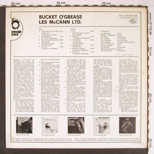 Mc Cann,Les: Bucket O' Grease, Sample-Stol, Stoc, Mercury(220 038 LMY), NL, 1967 - LP - Y8677 - 14,00 Euro