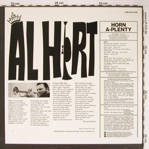 Hirt,Al: Horn A-Plenty, Orch.Billy May, RCA (LPM/LSP-2446), D, 1994 Typ: LP Best.-Nr.: Y8774 Preis: 9,00 Euro