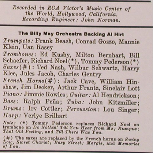 Hirt,Al: Horn A-Plenty, Orch.Billy May, RCA (LPM/LSP-2446), D, 1994 Typ: LP Best.-Nr.: Y8774 Preis: 9,00 Euro