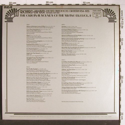 Himber,Richard & h.Ritz CarltonH.O.: The Original Sound o.t.Swing Era 4, RCA,Musterpl.1+2oneSided (26.28132 DP), D,m-/vg+, 1976 Typ: 2LP Best.-Nr.: Y8777 Preis: 12,50 Euro