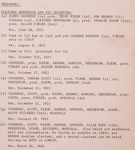 Henderson,Fletcher  and h.Orch.: Vol.1  m-/vg+, Collector's Classics (CC 27), UK Typ: LP Best.-Nr.: Y8798 Preis: 6,00 Euro