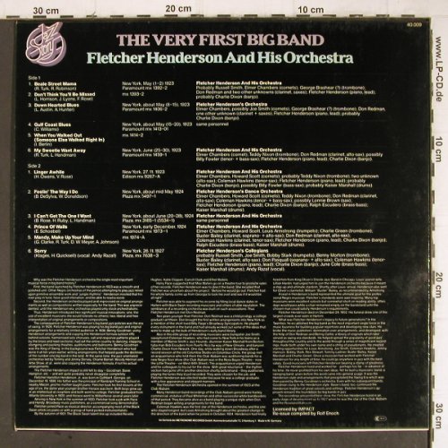 Henderson,Fletcher  and h.Orch.: The Very First Big Band (1923-27), Jazz Story (40.009), D, 1976 Typ: LP Best.-Nr.: Y8848 Preis: 7,50 Euro