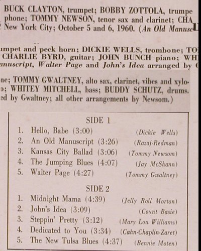 Gwaltney,Tommy - Kansas City Nine: Gion' to Kansas City, vg+/m-, Riverside (RLP 9353), US Typ: LP Best.-Nr.: Y8851 Preis: 6,00 Euro