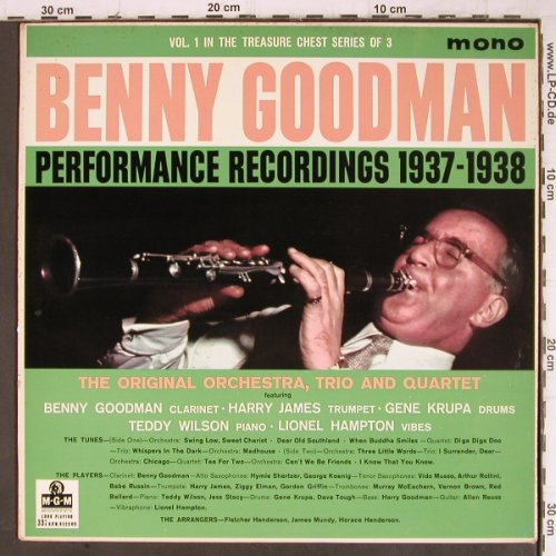 Goodman,Benny: Performance Recordings 1937-1938, MGM (MGM C 805), UK,Vol.1/3 Typ: LP Best.-Nr.: Y8856 Preis: 17,50 Euro