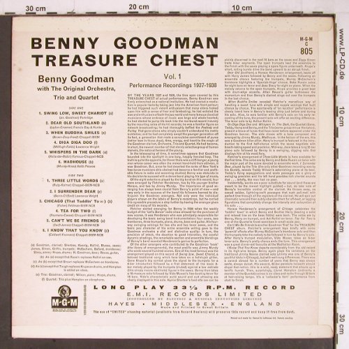Goodman,Benny: Performance Recordings 1937-1938, MGM (MGM C 805), UK,Vol.1/3 Typ: LP Best.-Nr.: Y8856 Preis: 17,50 Euro