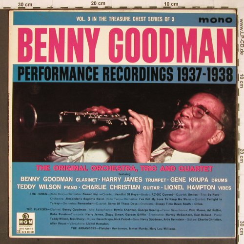 Goodman,Benny: Performance Recordings 1937-1938, MGM (MGM C 810), UK,Vol.3/3 Typ: LP Best.-Nr.: Y8858 Preis: 17,50 Euro