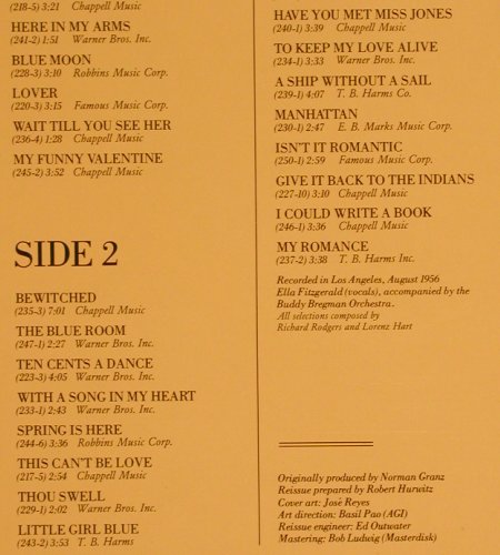 Fitzgerald,Ella: The Rodgers and Hart Songbook, Foc, Verve (2632 070), D, 1977 Typ: 2LP Best.-Nr.: Y8861 Preis: 17,50 Euro
