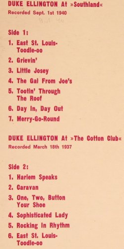 Ellington,Duke: Southland'40,At The Cotton Club'39, Collector's Classics (CC 16), DK Typ: LP Best.-Nr.: Y8865 Preis: 7,50 Euro