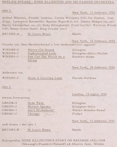 Ellington,Duke: Harlem Speaks, (1932-33)  m-/vg-, Family (SFR-DP 715), I Typ: LP Best.-Nr.: Y8869 Preis: 6,00 Euro