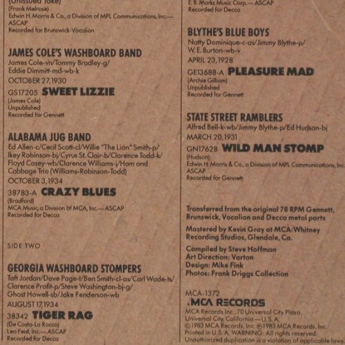 V.A.Jazzy Jugs and Washboard: Georgia W.Stompers- StateStreetRamb, MCA(MCA-1372), US, 1983 - LP - Y9057 - 7,50 Euro