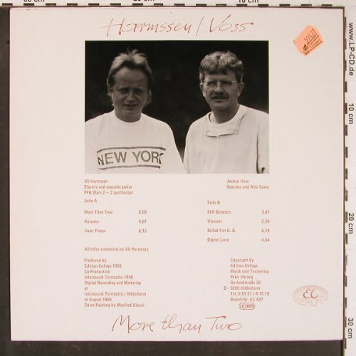 Harmssen,Uli / Jochen Voss: More Than Two, Editon Collage (EC 427), D, 1986 Typ: LP Best.-Nr.: Y916 Preis: 7,50 Euro
