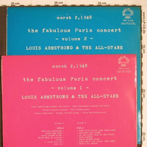 Armstrong,Louis: The Fabulous Paris Concert,Vol1+2, Two Flats,Vol.2 vg+ (TFD 5.003/004), I (1948) Typ: LP*2 Best.-Nr.: Y9189 Preis: 7,50 Euro