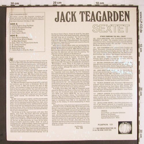 Teagarden,Jack with His Sextet: The Modern Jazz Room, Cleveland'58, Pumpkin Prod.(121), US, FS-New, 1988 - LP - Y9349 - 17,50 Euro