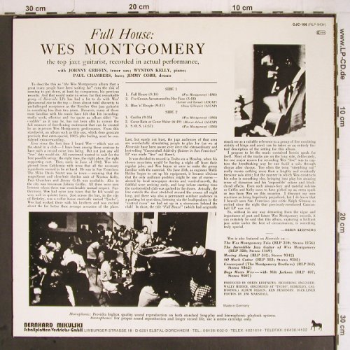Montgomery,Wes: Full House, live Tsubo Berkeley,CA, Riverside(OJC-106), D, Ri,  - LP - Y9433 - 17,50 Euro
