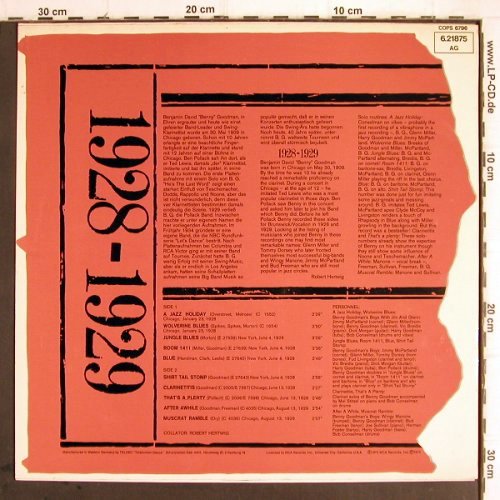 Benny Goodman's Boys: 1928-1929 f.Gl.Miller,Bud Freemann, MCA (6.21875 AG), D, 1974 Typ: LP Best.-Nr.: Y9809 Preis: 7,50 Euro