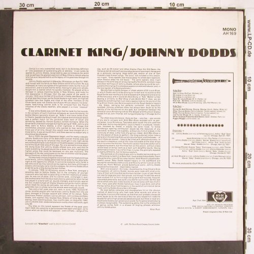 Dodds,Johnny: Clarinet King (1927/1929), Ace of Hearts (AH 169), UK, Mono Typ: LP Best.-Nr.: Y9875 Preis: 7,50 Euro