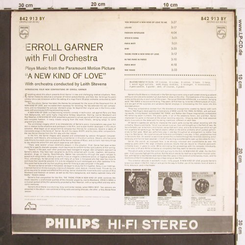 Garner,Erroll  with Full Orchestra: A New Kind of Love, Leith Stevens, Philips, Sample-Stol (842 913 BY), NL Typ: LP Best.-Nr.: Y9889 Preis: 9,00 Euro