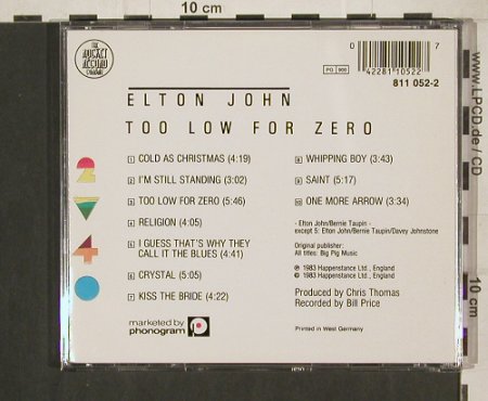John,Elton: Too Low For Zero, Rocket (811 052-2), D, 1983 Typ: CD Best.-Nr.: 80210 Preis: 10,00 Euro
