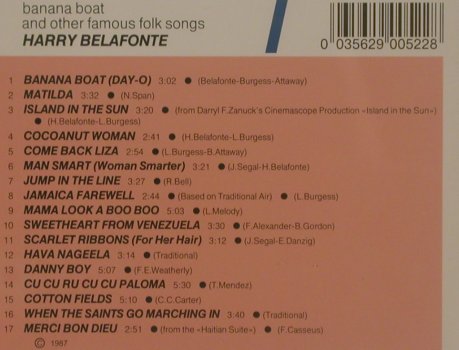 Belafonte,Harry: Banana Boat+Other Famous Folk, RCA(ND 90052), D, 1987 - CD - 80417 - 7,50 Euro