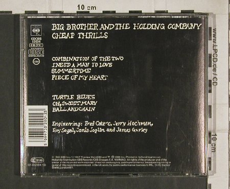 Big Brother & Holding Company: Cheap Thrills, CBS (32004), A, 1968 Typ: CD Best.-Nr.: 80991 Preis: 7,50 Euro