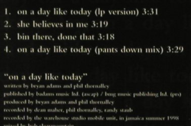 Adams,Bryan: On a day like today*2+2, AM(), , 1998 - CD5inch - 81471 - 2,50 Euro