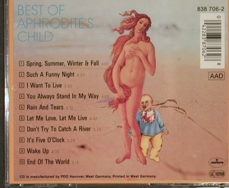 Aphrodite's Child: Best Of, 10 Tr., Mercury (838 706-2), D Typ: CD Best.-Nr.: 82211 Preis: 7,50 Euro