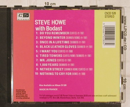 Howe,Steve with Bodast: The Early Years, C 5 Rec. (C5CD 528), F, 1988 Typ: CD Best.-Nr.: 82282 Preis: 10,00 Euro