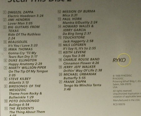 V.A.Steal This Disc 2: 21Tr.,u.a.Zappa,Hendrix,Residens.., Ryko(), D, 1988 - CD - 82320 - 6,00 Euro