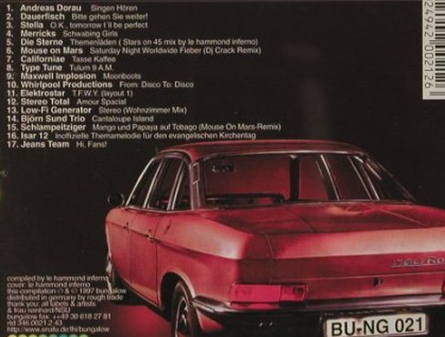 V.A.RO 3003: German Club Pop,17 Tr, Bungalow (021), D, 1997 Typ: CD Best.-Nr.: 82323 Preis: 7,50 Euro