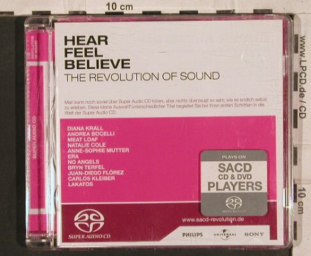 V.A.Hear Feel Believe-Revol.o.Sound: 11Hörpro.Kleiber Beethoven..D.Krall, Philips (SACD Promo 2), EU, 2003 Typ: CD Best.-Nr.: 83764 Preis: 7,50 Euro