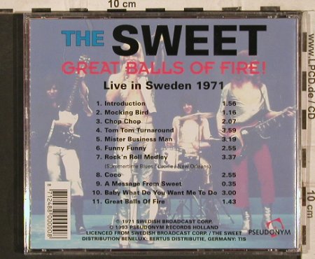 Sweet: Great Balls of Fire,LiveInSwed'1971, Pseudonym, , 1993 Typ: CD Best.-Nr.: 83779 Preis: 10,00 Euro