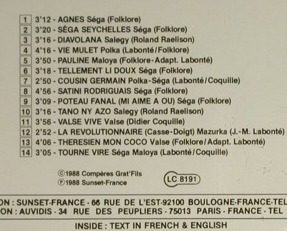 Comperes Grat'Fils: Danses Folk de L'Ocean Indien, Playa Sound, F, 1988 Typ: CD Best.-Nr.: 84091 Preis: 7,50 Euro
