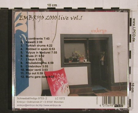 Embryo: 2000 Live Vol.1, Schneeball(), D,  - CD - 84196 - 12,50 Euro