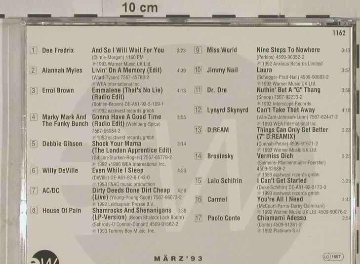 V.A.Music News - März 1993: 17 Tr.Promo U.A. AC/CD, EW (1162), D, 93 Typ: CD Best.-Nr.: 90162 Preis: 5,00 Euro