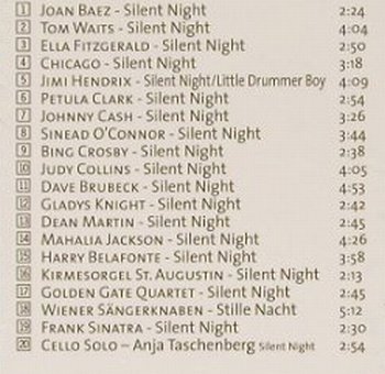 V.A.Silent Night, Holy Night: 20 Versions of t.Chistmas Tune,Digi, ClassicHit(), FS-New, 2003 - CD - 90921 - 5,00 Euro