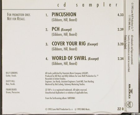 ZZ Top: CD Sampler,4 Tr.Promo, RCA(ZZ001), UK, 1993 - CD5inch - 91192 - 9,00 Euro