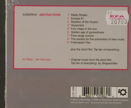 Europa 51 (StereoLab/High Llamas): Abstractions,Digi, FS-New, Lo Rec. (LCD 038), UK, 2003 Typ: CD Best.-Nr.: 91859 Preis: 10,00 Euro