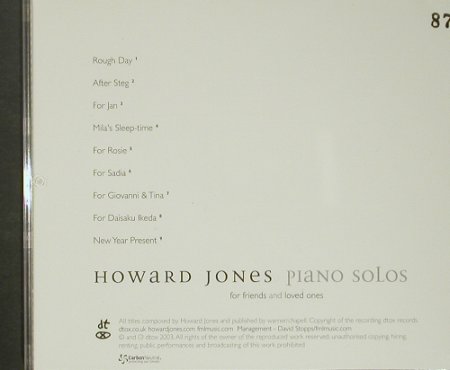 Jones,Howard: Piano Solos(for friend & Love ones), dtox rec.(CD12), UK,vg+/m-, 2003 - CD - 92426 - 10,00 Euro