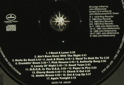 Mellencamp,John: Radio's Greatest Hits,Promo,17 Tr., Mercury(SACD 718), US, 1993 - CD - 92480 - 10,00 Euro