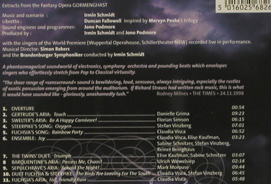 Schmidt,Irmin: Gormenghast-Fantasy Opera ( CAN ), Spoon (44), , 2000 Typ: CD Best.-Nr.: 92543 Preis: 10,00 Euro