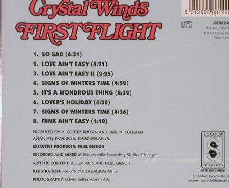 Crystal Winds: First Flight(82), FS-New, Escrow Records (23012-ESC), UK, 2003 Typ: CD Best.-Nr.: 92947 Preis: 7,50 Euro