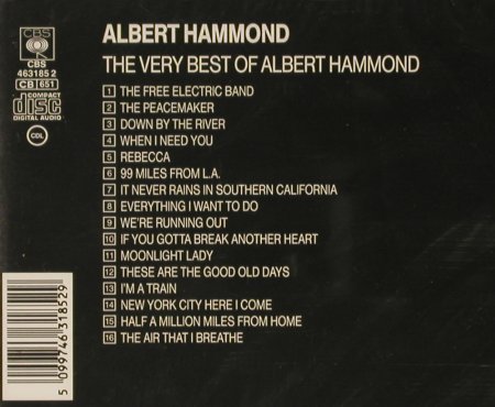 Hammond,Albert: The Very Best of,(Memory Pop Shop), CBS (463185 5), NL,FS-NEW, 1988 Typ: CD Best.-Nr.: 93113 Preis: 10,00 Euro