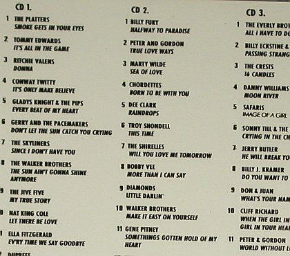 V.A.Halfway to Paradise: 50 Romantic Hits fr.t.50's/60's, Tellydisc (TELcd 47), , 1990 Typ: 3CD Best.-Nr.: 93835 Preis: 15,00 Euro